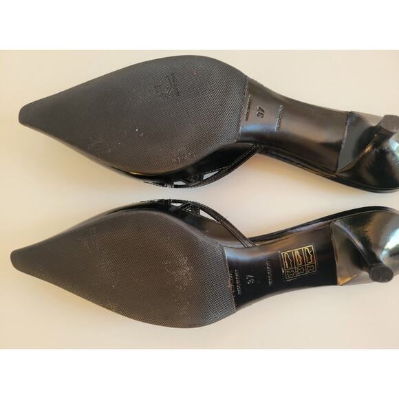 PRADA Vintage VTG black pointy pointed kitten heel mules 37 - Picture 4 of 12